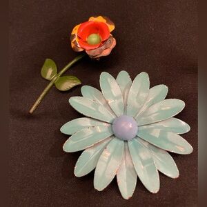 Two 60s Flower Pins